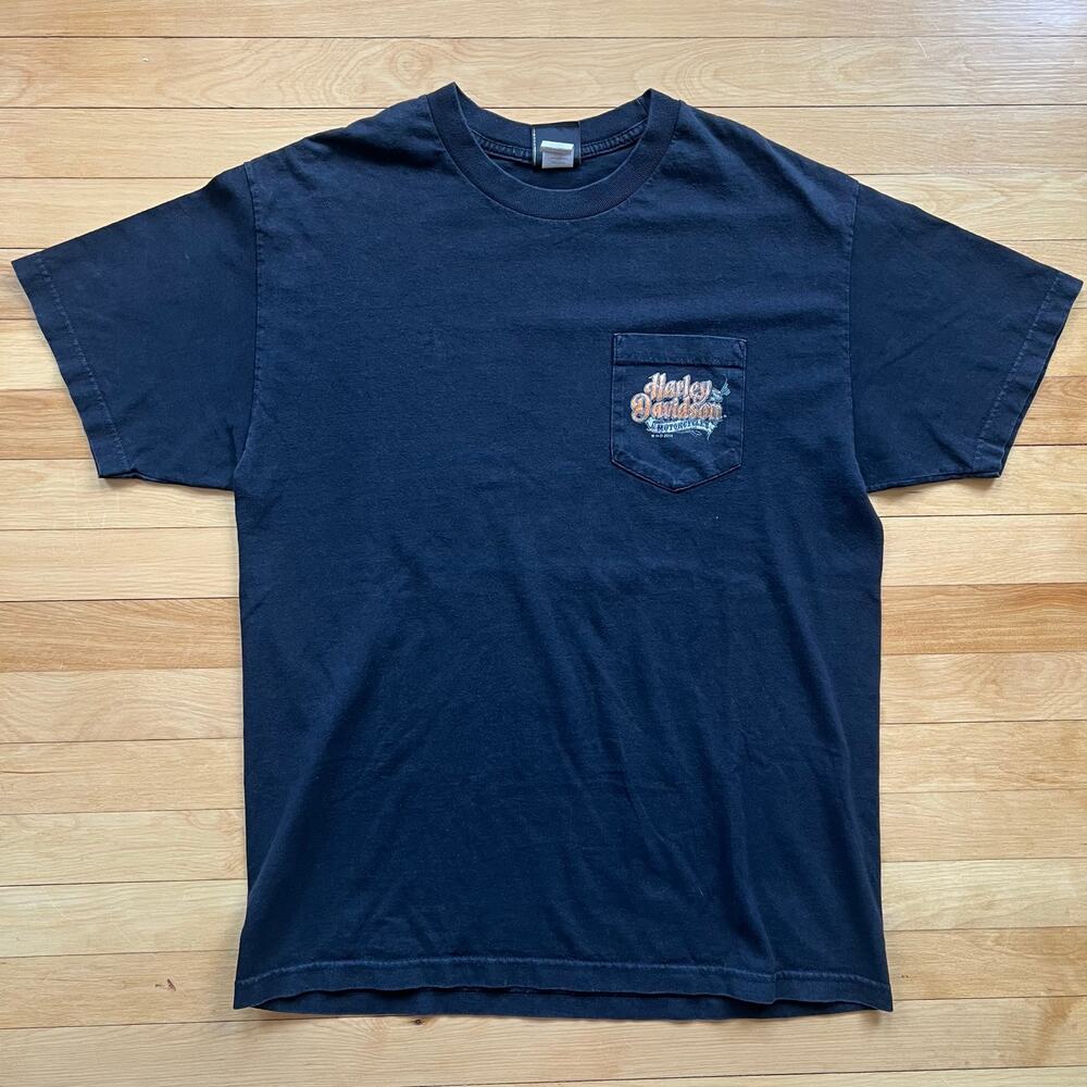 Harley Davidson Pocket T-Shirt Sz Large Thiensville WI Motorcycle Biker Black